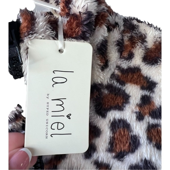 NWT Women's leopard la miel faux puffer coat  print Jacket collar pockets size S - Picture 5 of 15